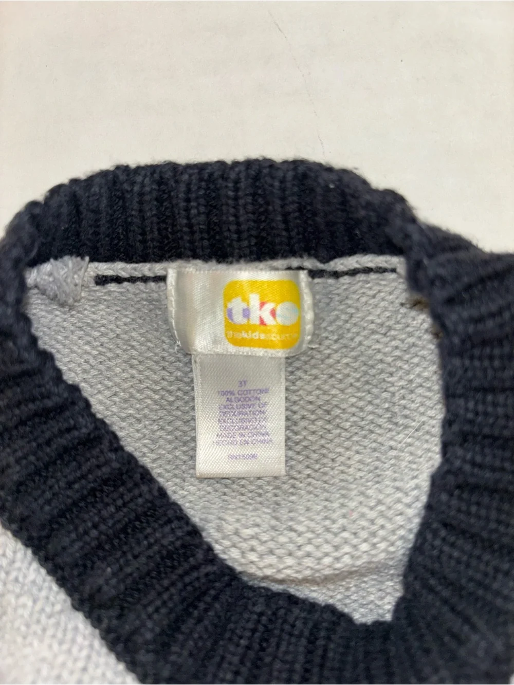 Big Bear Country Kids Crewneck Sweater - Gray Body with Red Sleeves